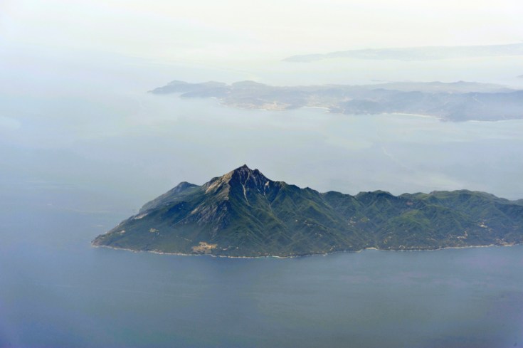 Aerial image of Mount Athos