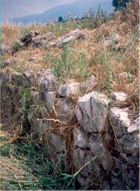 Masonry cover of the Mycenaean hill shaping the inner side of the channel.png
